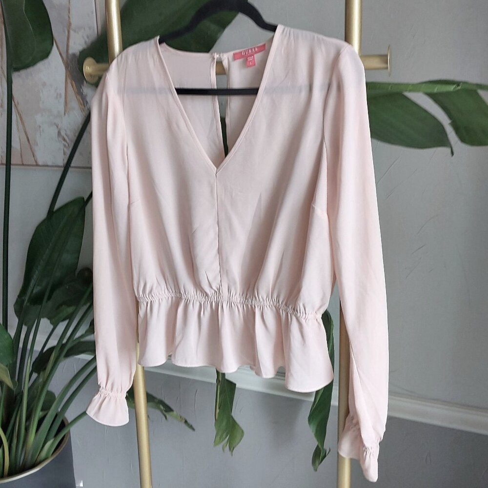 Guess Semi-Sheer Peplum Top NWOT